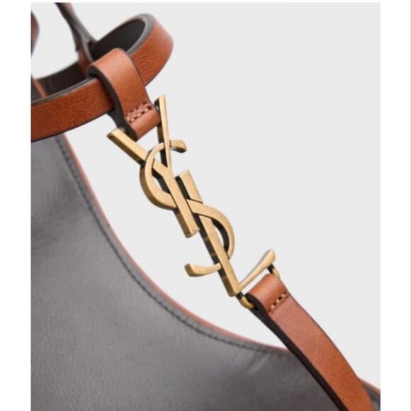 NWT Saint Laurent Vitti Brown Leather YSL T-Strap Sandals Size 37 / 7 US - Picture 5 of 5